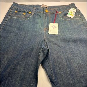 FYLO Rhinestone Jeans Sz12 Dark Mid Rise Bootcut 2% Spandex